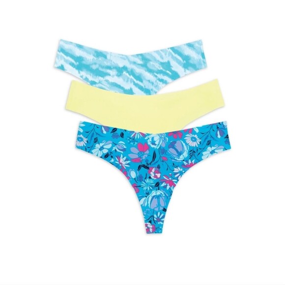 NWT No Boundaries Junior's No Show Thong Panty 3-pack Size Blue XXXL - Picture 1 of 6